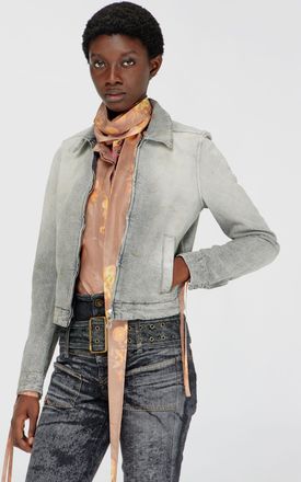 Diesel Jacket in distressed herringbone denim - Denim Jackets - Woman - Grey