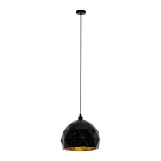 Loops Pendant Ceiling Light Colour Black Faceted Gold Inner Shade Bulb E27 1x60W