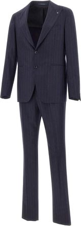Tagliatore Enkelrijig Tweedelig Pak - Heren - Business pakken - Blauw - M - Tweed - Kostuums