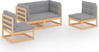 vidaXL Muebles De Jard&iacute;n 4 Piezas Con Cojines De Madera De Pino Maciza Vidaxl