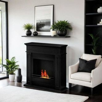 Dmora Dmora - Chimenea De Bioetanol Ala, Chimenea Ecol&oacute;gica, Hogar Sin Humo, Calefactor De Etanol, Made In Italy, 91x28 H90 Cm, Blanco