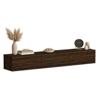 Dmora Mueble Para Tv Lariano, 3 Compartimentos, 3 Puertas, Apertura Abatible, 180x31x26h Cm Marr&oacute;n Nogal