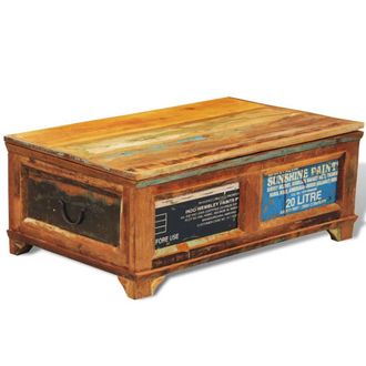 vidaXL Vidaxl - Mesa De Centro Vintage Con Almacenaje Madera Reciclada