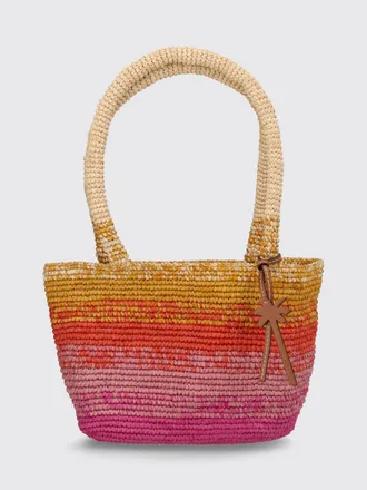 Maneb&igrave; Borsa a spalla Panier in rafia con doppio manico e charm