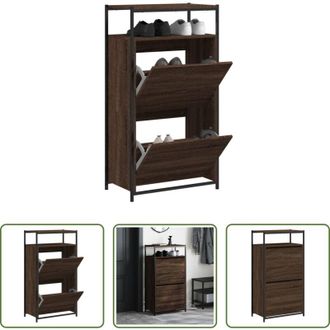 vidaXL Scarpiera marrone - Scarpiera Rovere Marrone 60x34x112 cm in Legno Multistrato