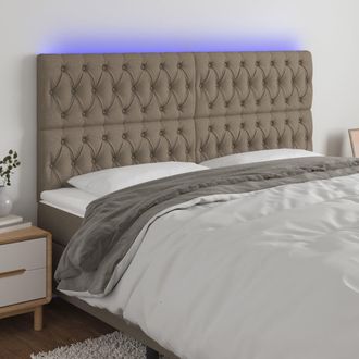 vidaXL Cabecero Con Luces Led Tela Gris Taupe 180x7x118/128 Cm Vidaxl