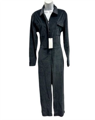Rivet Utility Womens Big Wig Corduroy Long Sleeve Jumpsuit In Grey
