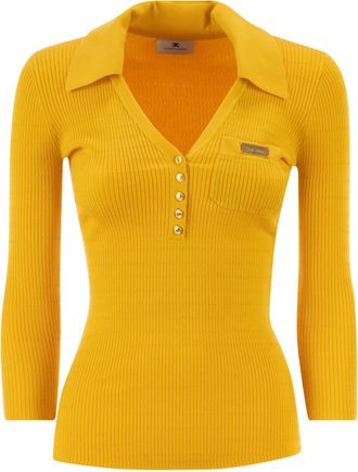 Elisabetta Franchi microkabelgebreid poloshirt