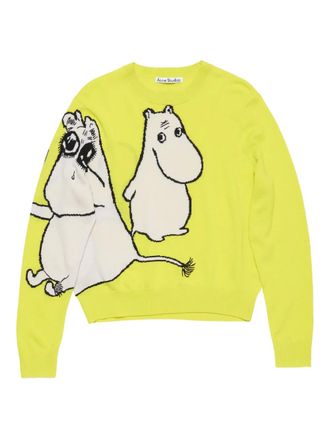 Acne Studios cartoon-print knitted jumper - unisex - Yak/Wool - S - Yellow