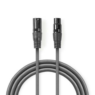 Nedis Cable De Audio Balanceado Xlr Macho De 3 Pines Xlr Hembra De 3 Pines Niquelado 10,0 Metros Redondo Pvc Gris Oscuro Caja De Regalo