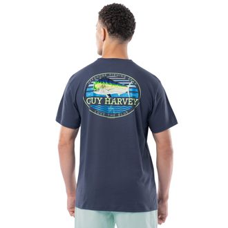 Guy Harvey Mens Billfish Collection Short Sleeve Pocket T-Shirt, Crown Blue/Retro Style Mahi, XXL