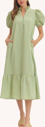 Entro Fallon Cotton Midi Dress In Pool Gingham