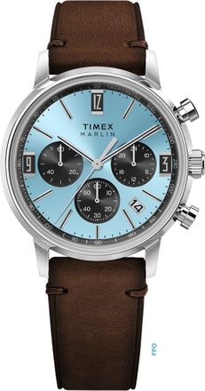 Timex Marlin Chronograph Leather Strap Watch, 40mm in Stainless Steel at Nordstrom