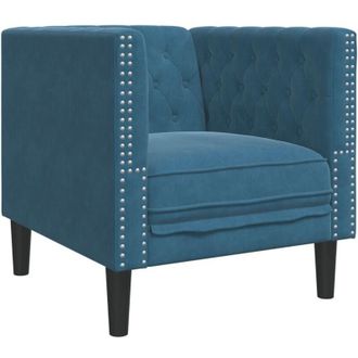 vidaXL Sill&oacute;n Chesterfield De Terciopelo Azul Vidaxl