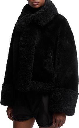 Moncler Gobain Mixed Media Genuine Shearling Jacket in Black at Nordstrom, Size 3