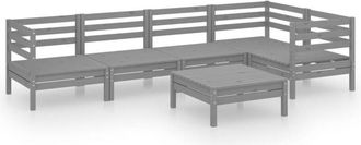 vidaXL 6 Piece Garden Lounge Set Solid Pinewood Grey Vidaxl