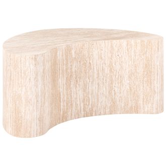 Beliani Mesa De Centro Moderna De Mdf Chapa De Papel Con Forma De Ri&ntilde;&oacute;n Sala De Estar Efecto Travertino Bilpa