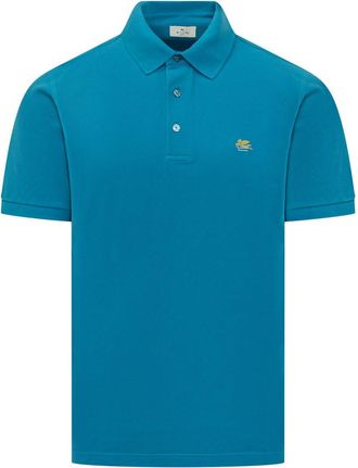 Etro Blue Logo Shirt Collar Polo