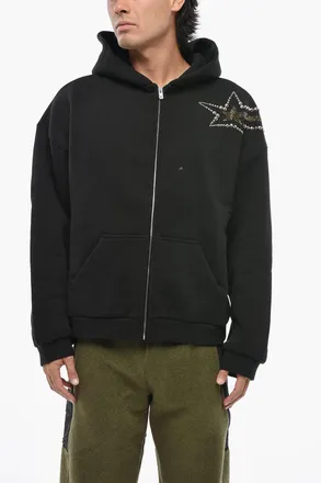 We11done Cotton Hoodie with Studs We11done