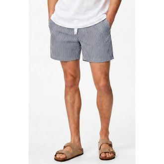 Onia Classic Seersucker Swim Trunks in Navy at Nordstrom Rack, Size Small