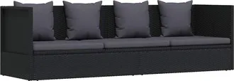 vidaXL Vidaxl - Lettino Da Giardino Con Cuscini In Polyrattan Nero