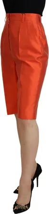 Dolce & Gabbana Womens Orange Silk High Waist Cropped Pants