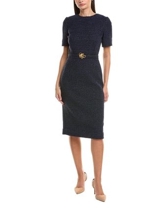 Oscar De La Renta Oscar De La Renta Lurex Tweed Silk-Lined Sheath Dress