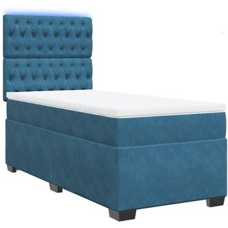 vidaXL Vidaxl - Cama Box Spring Con Colch&oacute;n Terciopelo Azul Oscuro 80x200 Cm
