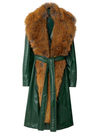 Burberry Cappotto di pelle con pelliccia sintetica - Verde