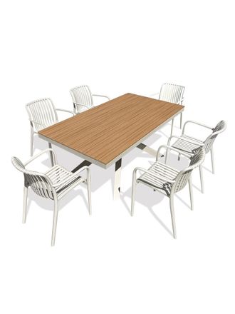 DCB Garden Conjunto de comedor de jard&iacute;n de aluminio para 6 personas - gris topo