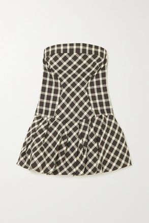 Rosie Assoulin Top Senza Spalline In Tela A Quadri Con Baschina E Arricciature - Marrone