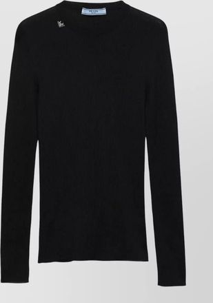 Prada textured wool crewneck sweater with long sleeves