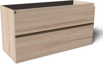 Saniclass Vita Badkamermeubelset - 120x60x46cm - 2 lades - greeploos - 2 wasbakken - zonder kraangaten - overloop - keramiek - licht eiken