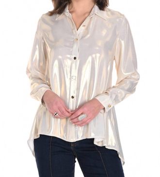 Frank Lyman Design High Low Shimmer Blouse In Cream