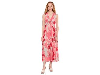 Calvin Klein Sleeveless Twist Front Floral Chiffon Midi Womens Dress Tulip : 14
