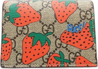Gucci Beige Red Color Gg Supreme Canvas Wallet (Bi-Fold) (Pre-Owned)