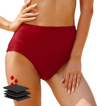 Generic Period Swimwear Leakproof Bikini Briefs Waterproof Menstrual Swim Bottoms Plus Size Swim Trunks Beachwear Bathing Bottoms