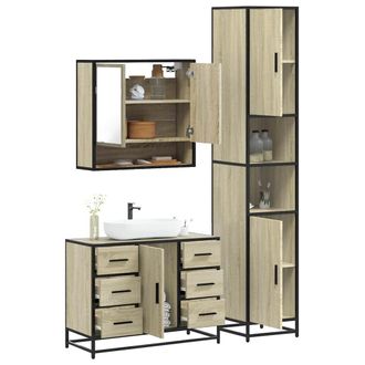 Berkfield Home 3 Piece Bathroom Furniture Set Sonoma Oak Engineered Wood in Brown