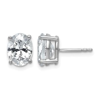 Diamond2Deal 14k White Gold 3 ctw Lab Grown Diamond Oval Stud Earrings