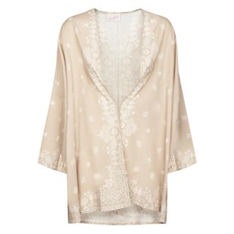 MC2 Saint Barth Short Dresses, female, Beige, Size: XS/S Milos Kimono Jacket
