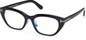 Tom Ford Blue Light Block Cat Eye Ladies Eyeglasses FT6152-D-B 001 54