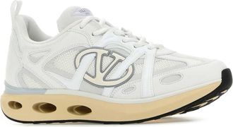 Valentino Garavani Mens Vlogo Leather And Mesh Sneaker White Calf