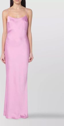 Andamane draped back satin finish spaghetti straps dress