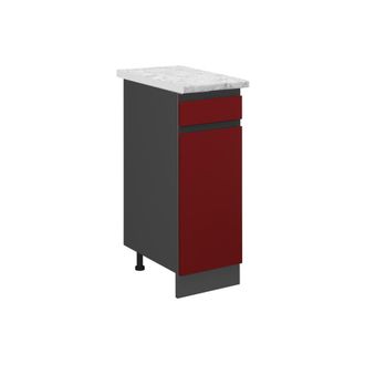 Vicco Mueble Bajo De Cocina R-line, Rojo, 30 Cm Et M&aacute;rmol