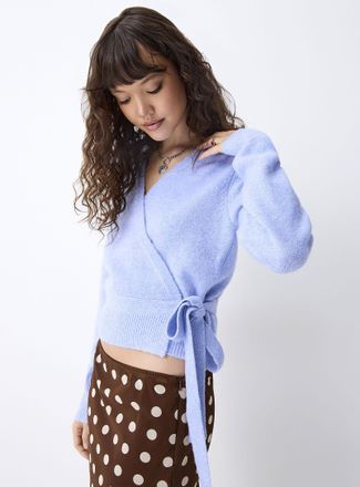 Twik Womens Fluffy knit crossover Cardigan Sweater