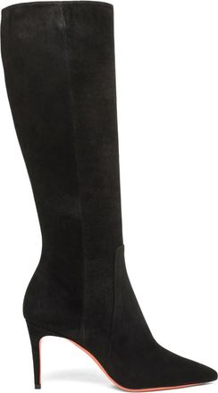 Santoni high-heel suede boots - women - Calf Suede/Lamb Skin/Goat Skin/Rubber/Calf Leather - 39 1/2 - Black