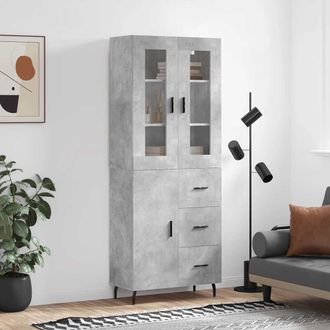 vidaXL Vidaxl - Aparador Alto Madera Contrachapada Gris Hormig&oacute;n 69,5x34x180 Cm
