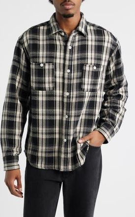 Edwin Plaid Cotton Button-Up Work Shirt in Black Plaid at Nordstrom Rack, Size Medium
