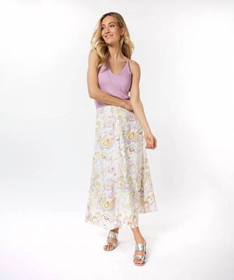 Esqualo Bibbi Beloved Flower Print Long Skirt In Multi