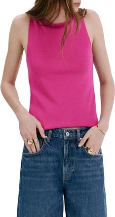 Mango Fine-Knit Boat Neck Top in Fuchsia at Nordstrom, Size Medium